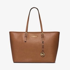 Michael Kors Jet Set Medium Saffiano Leather Top-Zip Tote Bag & Wallet